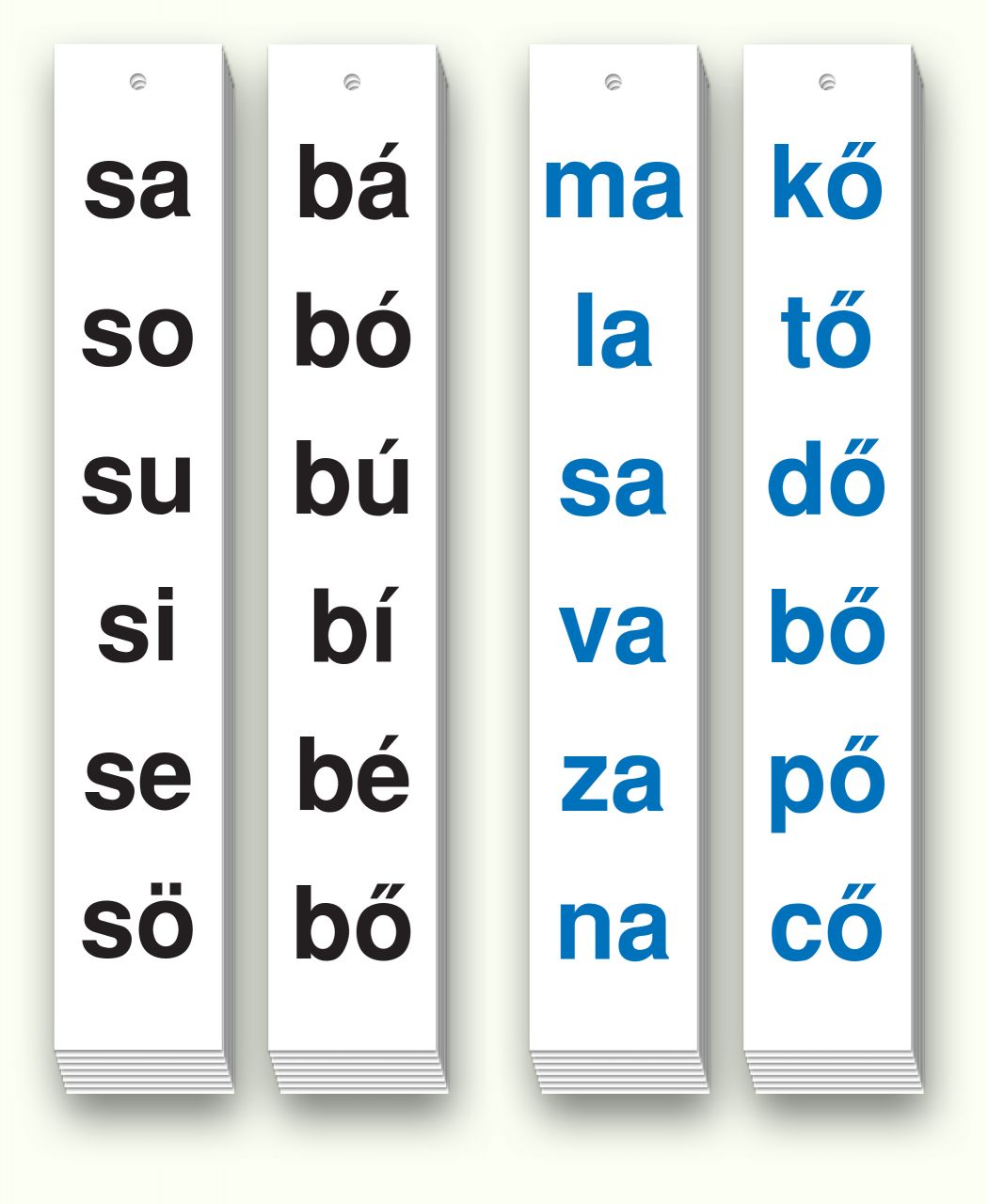 Kétbetűs szótagoszlopok az összeolvasáshoz